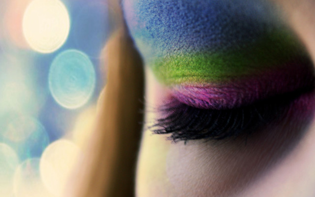 Woman eye multicolored shadow night free wallpaper - medium preview image