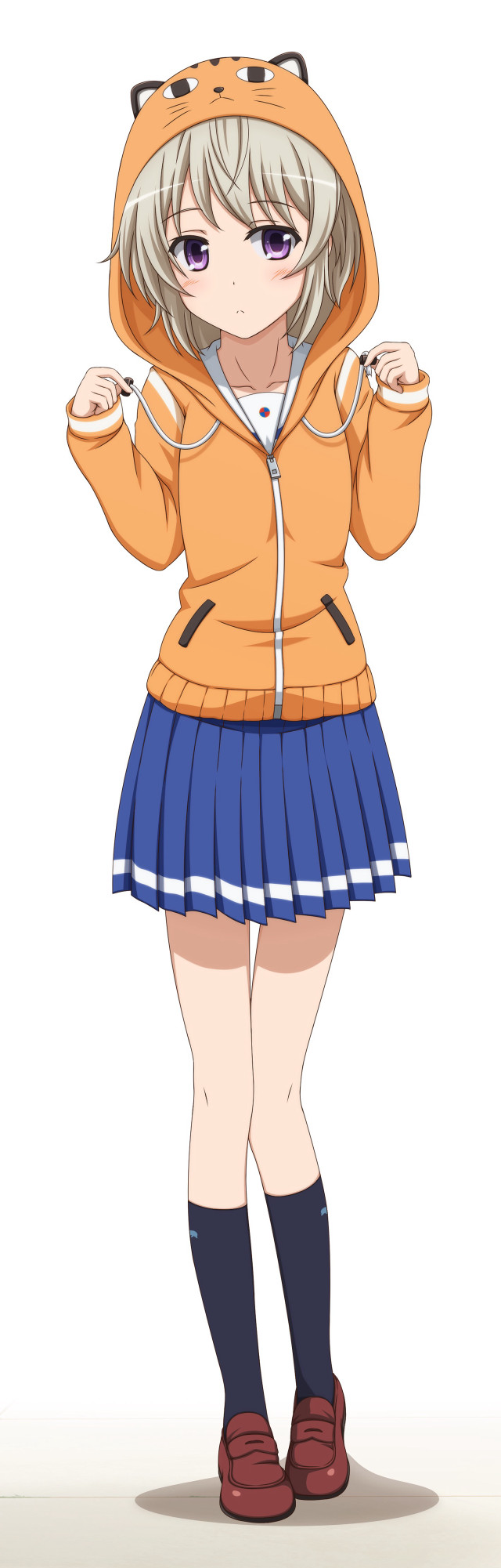 Girl yellow jacket blue skirt free wallpaper - medium preview image