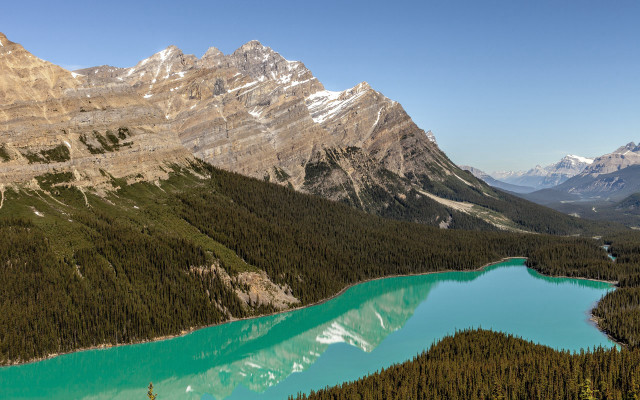 Blue lake mountains trees day free wallpaper - medium preview image