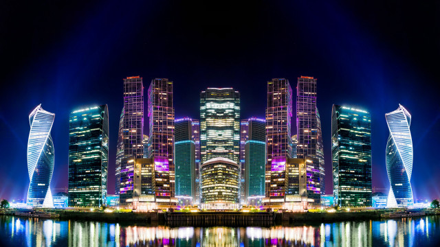 Cyberpunk tokyo cityscape night reflections free wallpaper - medium preview image