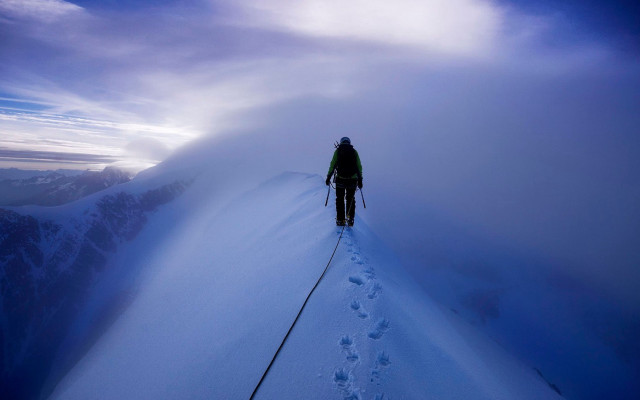 Mountain skiing snowy sky clouds free wallpaper - medium preview image