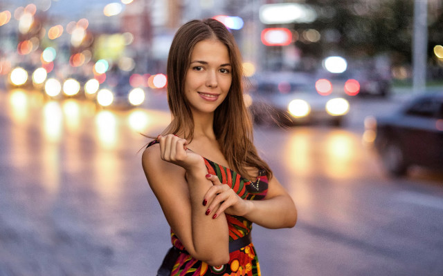 Woman rain street crossed arms free wallpaper for desktop - medium preview image
