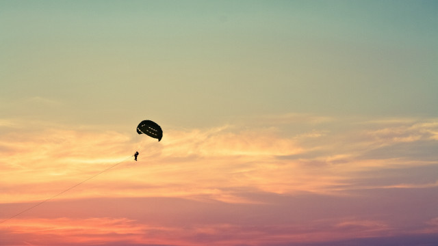Kite flying sunset parachute dreamscape free wallpaper - medium preview image