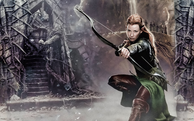 Woman green dress bow castle free wallpaper - medium preview image