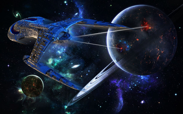 Space ship galaxy starry background free wallpaper - medium preview image