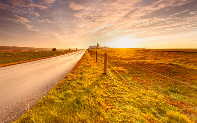Sunset fence field clouds autumn free wallpaper - medium preview image