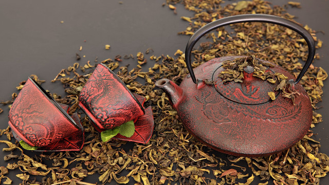 Teapot cups leaves teabag cloisonnism free wallpaper - medium preview image
