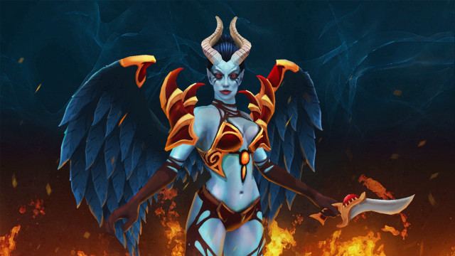 Demon woman horns wings fire free wallpaper - medium preview image