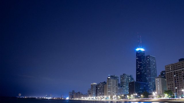 City skyline night blue light #2 free wallpaper - medium preview image