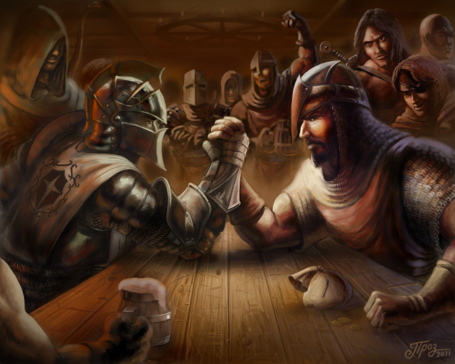 Man armor helmet wooden floor free wallpaper - medium preview image