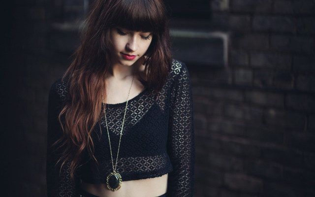 Woman long hair black top #3 free wallpaper - medium preview image