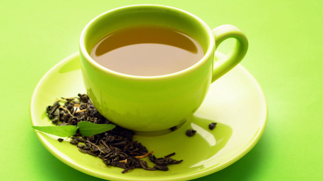 Cup tea leaf saucer green free wallpaper - medium preview image
