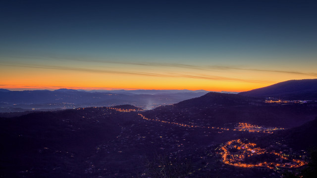 Cityscape hilltop sunset lights milky free wallpaper - medium preview image