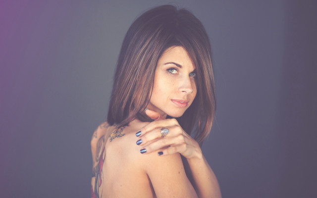 Woman tattoo arm chest pose free wallpaper - medium preview image