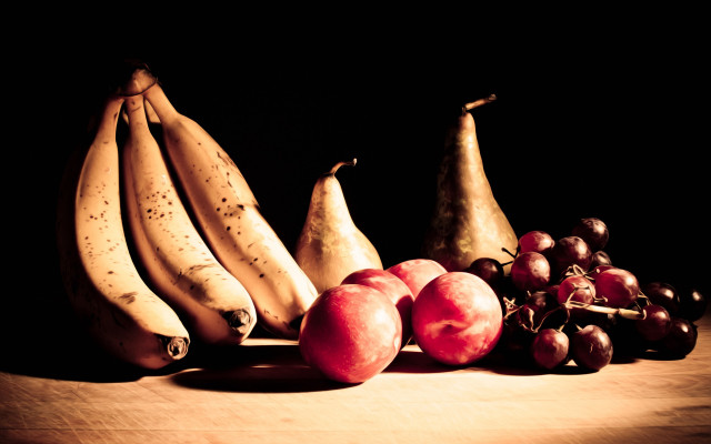 Fruit bowl banana apple plum free wallpaper - medium preview image
