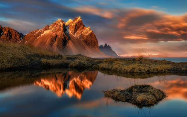Mountain lake sunset clouds mystical #3 free wallpaper - medium preview image