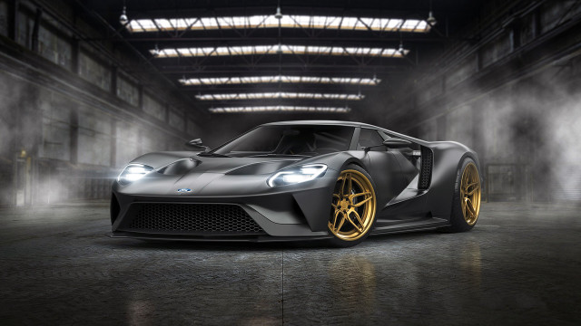 Black gold sportscar dark garage free wallpaper - medium preview image