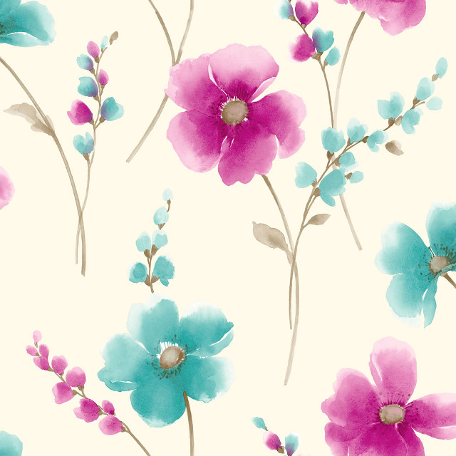 Floral pattern pink blue white free wallpaper - medium preview image