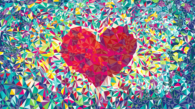 Heart triangles mosaic blue sky free wallpaper - medium preview image