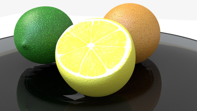 Orange lime reflection tabletop photorealism free wallpaper - medium preview image