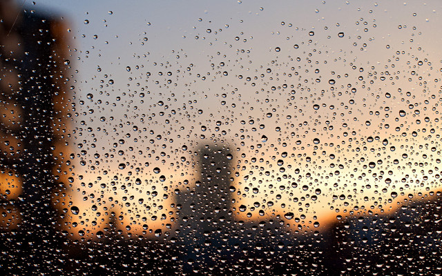 Rainy cityscape impasto microscopic girl free wallpaper - medium preview image