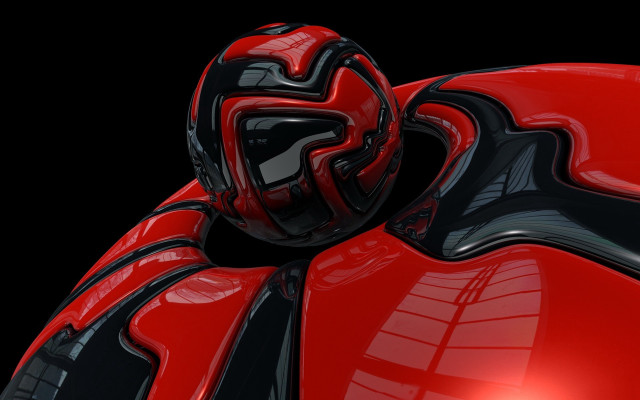 Red black futuristic object raytraced free wallpaper - medium preview image