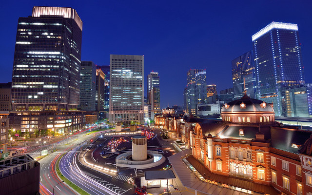Tokyo skyline night traffic architecture free wallpaper - medium preview image
