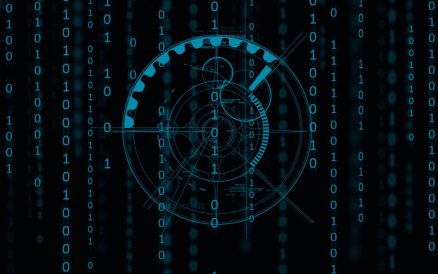 Clock dark background blue circles free wallpaper - medium preview image