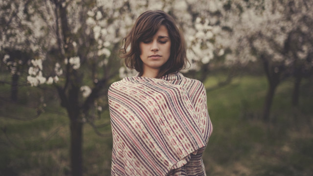 Woman field blanket tree flowers free wallpaper - medium preview image