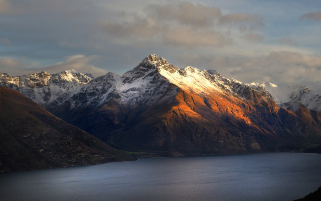 Mountain lake cloudy sky dramatic free wallpaper - medium preview image