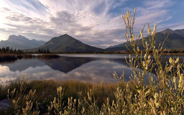 Lake mountains grass sky clouds #11 free wallpaper - medium preview image