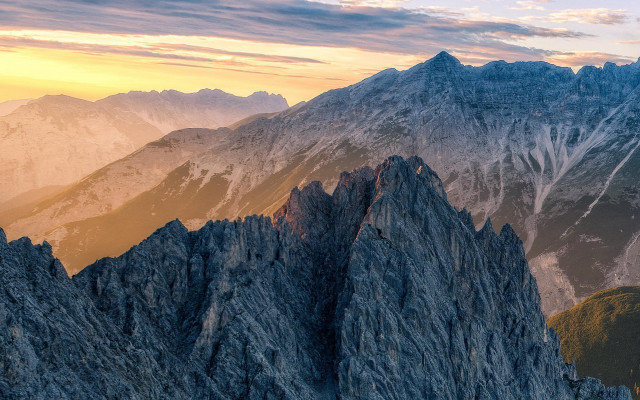 Mountain range sunset bird clouds free wallpaper - medium preview image