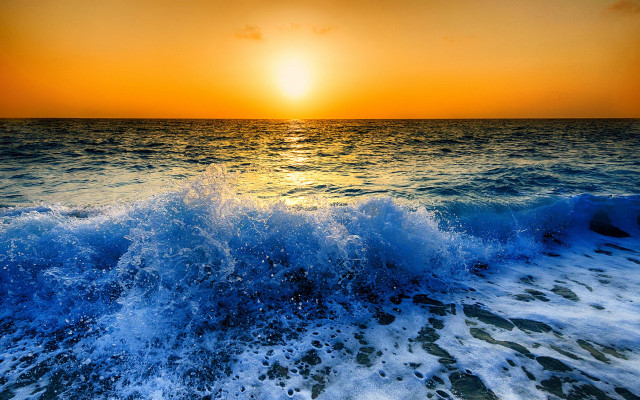 Sunset ocean wave orange sky #2 free wallpaper - medium preview image