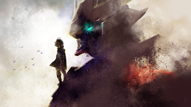 Woman giant robot field grass free wallpaper - medium preview image