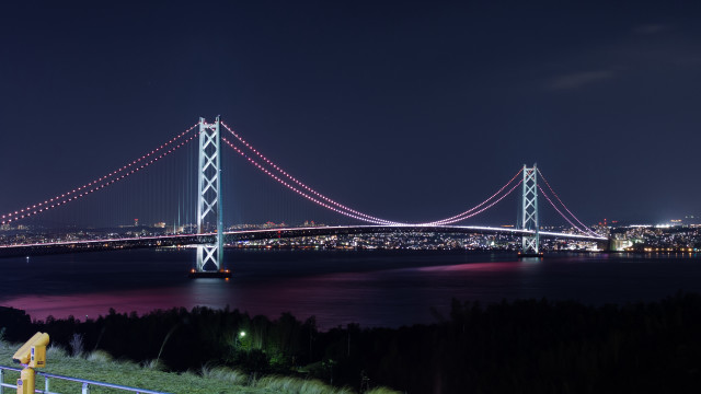 Bridge night citylights holography mattepainting free wallpaper - medium preview image