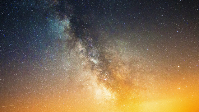 Hill stargazing plane astrophotography aurora free wallpaper - medium preview image
