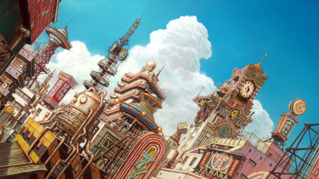 City clock tower painting sky #2 free wallpaper - medium preview image