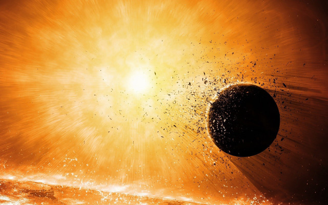 Exploding black object bright yellow free wallpaper - medium preview image