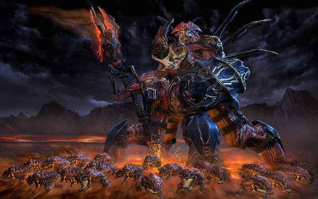 Demonic robot sword demon flames free wallpaper - medium preview image