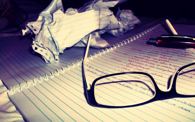 Glasses notebook pen writing academic free wallpaper - medium preview image