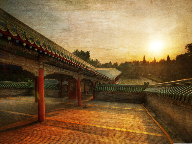 Sunset bridge building clock tower free wallpaper - medium preview image