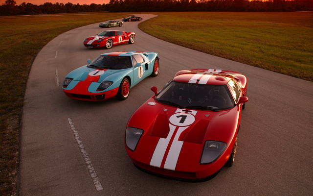 Race cars sunset dawn digital free wallpaper - medium preview image