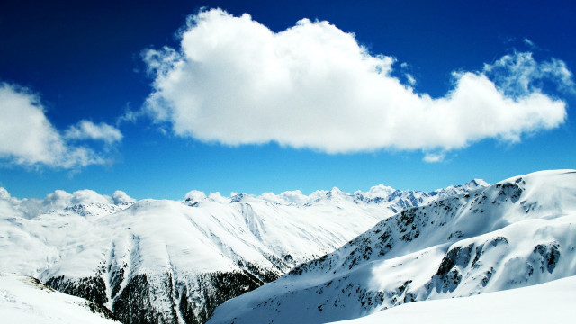 Snow mountain clouds beach horizon free wallpaper - medium preview image