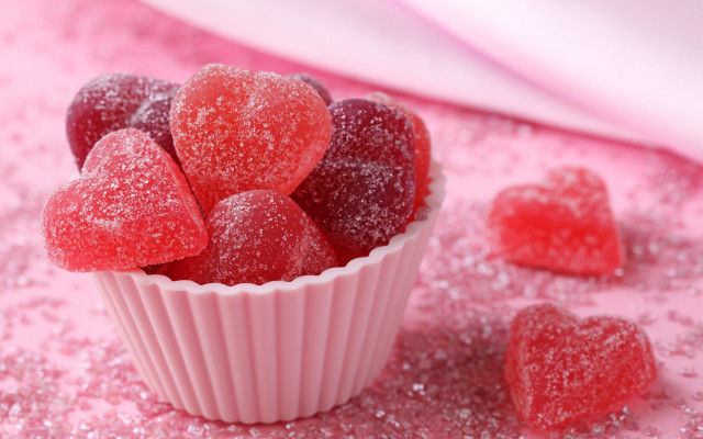 Sugared hearts pink background flakes free wallpaper - medium preview image
