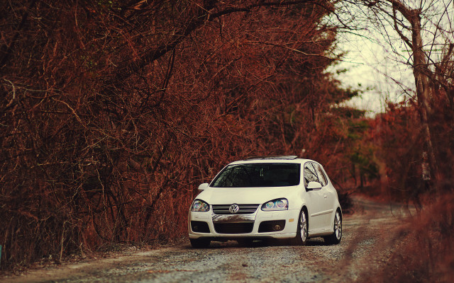 White car dirt road woods free wallpaper - medium preview image