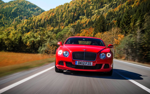 Red car road trees mountains free wallpaper - medium preview image