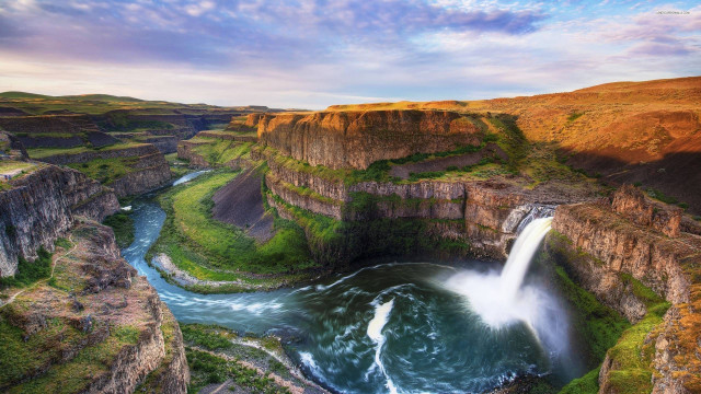 Waterfall river cliff blue sky #3 free wallpaper - medium preview image