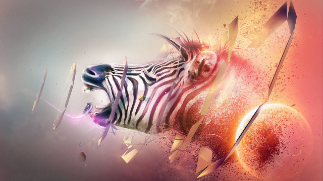Zebra planet knife psychedelic airbrush free wallpaper - medium preview image
