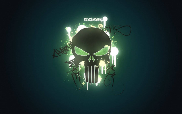 Green skull black background writing free wallpaper - medium preview image