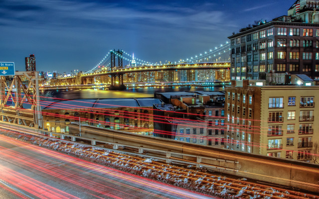 Tokyo night cityscape bridge train free wallpaper - medium preview image